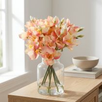 Article Branche fleurie décorative de lys du Pérou pour compositions intemporelles, 33 cm, lot de 6