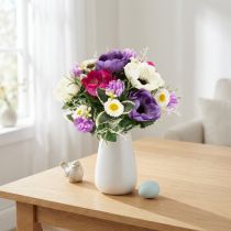 Article Bouquet de fleurs artificielles d'anémones, décoration printanière, polyvalent et au design moderne, 26 cm