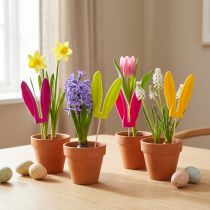 Article Décoration de Pâques oreilles de lapin floquées sur bâtonnet, 31 cm, lot de 4