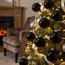 Article Boules de Noël noires boules d'arbre en verre Ø6cm 24 pcs