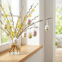 Article Oeufs de Pâques à suspendre avec motif fleur Décoration de Pâques 12pcs