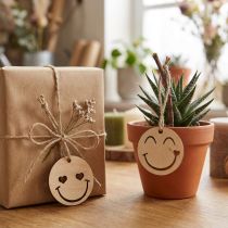Article Pendentif en bois Emoticon Emoticon® Ø4cm naturel 24 pcs