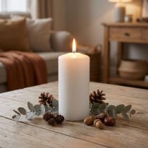 Article Bougie pilier PURE 130/70 bougie en cire naturelle avec décoration bougie en cire de colza