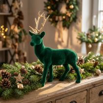 Article Cerf debout déco figure or vert décoration de table avènement 27cm