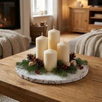 Article Disque décoratif en bois avec écorce contreplaqué dessous de verre blanc Ø20cm