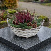 Article Panier décoratif, jardinière, blanc, rond, style shabby chic, pot de fleurs, Ø 29,5 cm