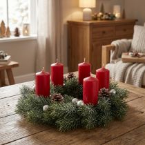 Article Couronne de Noël artificielle, couronne décorative, effet givré, Ø 25 cm, couronne de porte, couronne de l'Avent, paillettes