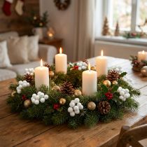 Article Mini boule de Noël baies miroir marbrées blanches Ø20mm 140 pcs