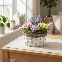 Article Panier décoratif rond pour plantes Ø20cm Blanc Marron Décoration de printemps