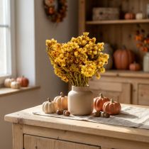 Article Mini fleur de paille bouquet de fleurs séchées jaune bouquet sec H20cm 15g