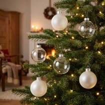 Article Boules de Noël en verre transparent opaque Boules de sapin de Noël Ø6cm 6 pcs