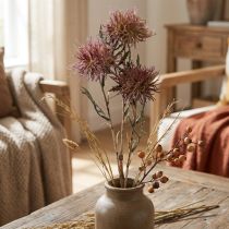 Article Centaurée artificielle fleurs artificielles automne 3 fleurs lilas 48cm