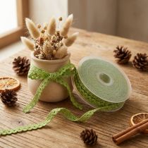 Article Bordure en dentelle, dentelle au crochet verte, 9 mm de large, 20 m de long