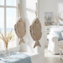 Article Crochet déco poisson en bois 21cm 2pcs