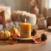 Article Bougie pilier PURE miel jaune bougies Wenzel 90×70mm