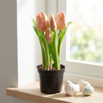 Article Tulipes artificielles en pot Tulipes Fleurs artificielles Pêche 22cm