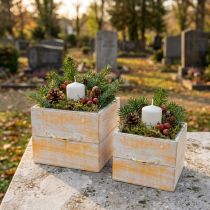 Article Tiroir à plantes avec poignée bois blanc orange 12/15cm lot de 2