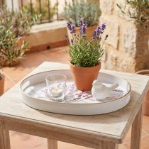 Article Plateau décoratif plateau en plastique lavande blanc 39×27,5cm