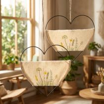 Article Anneau décoratif en métal coeur boucle anneau décoratif à suspendre avec herbes sauvages L31,5 cm 2pcs