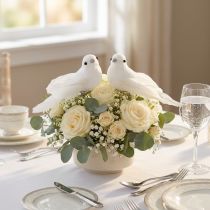 Article Paire de pigeons avec clip décoration de mariage pigeons décoratifs 10cm 2 pcs