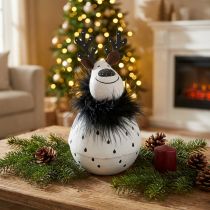 Article Renne déco, décoration de Noël, figurine décorative en métal, blanc de l'Avent, noir H15.5cm Ø8cm