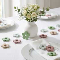 Article Décoration de table fleurs en bois décoration de table colorée 2 motifs Ø3cm 24 pcs