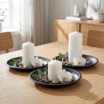 Article Assiette décorative ronde en métal noir Ø23cm H2.5cm 3pcs