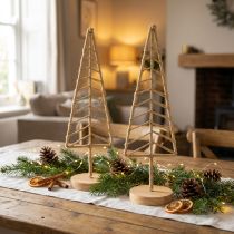 Article Support de décoration de sapin de Noël métal bois naturel H39cm 2pcs