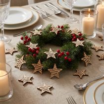 Article Décoration à disperser étoiles en bois Noël naturel Ø4cm 72 pcs