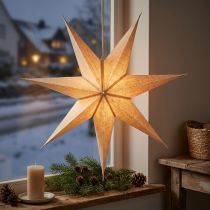 Article Étoile en papier lumineuse avec jute pour Noël 60 cm