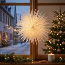 Article étoile décorative en papier blanche Ø50cm pour Noël