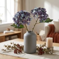 Article Hortensia artificiel décoratif, fleur artificielle bleu violet, 34 cm, 2 pièces