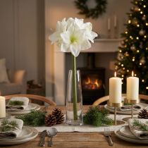 Article Amaryllis artificielle blanche avec tige, Avent et Noël, 50 cm