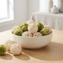 Article Boule en rotin blanchi Ø4cm 24 pcs
