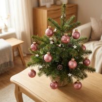 Article Mini boules de Noël en verre rose ancien Ø2,5cm 22 pcs