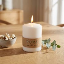 Article Bougie pilier PURE Nature, bougie naturelle durable à base de stéarine et de cire de colza 90/70mm