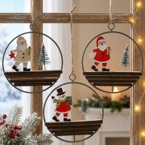 Article Lot de 3 décorations de Noël en métal avec Père Noël et bonhomme de neige Ø12 cm