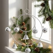 Article Cercle décoratif avec clochettes blanches à suspendre – 22,5 x 21,5 cm