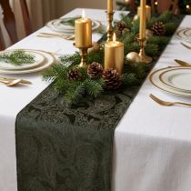 Article Chemin de table en ruban de velours ruban de table vert Paisley 150mm 3m