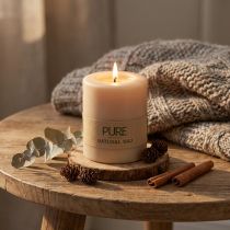 Article Bougie pilier PURE Beige Wenzel Candles Marron clair 90/70mm