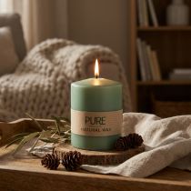 Article Bougie pilier PURE bougies Wenzel vert émeraude 90/70mm