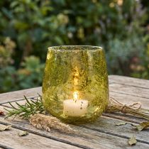 Article Vent léger décoration verre vintage jaune vert Ø12cm H12,5cm