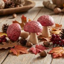 Article Champignons en bois champignons décoratifs décoration de table automne rouge naturel 5×6cm 9pcs