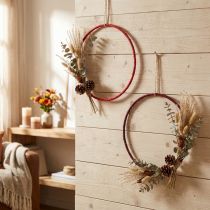 Article Anneau décoratif jute décoration boucle rouge rouge foncé Ø30cm 4pcs