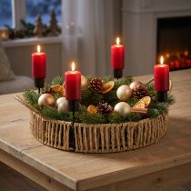 Article Plateau décoratif bois bougeoir métal naturel noir Ø30cm