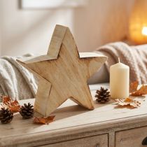 Article Étoile décorative rustique en bois - aspect bois naturel, 20x7 cm - décoration de pièce polyvalente