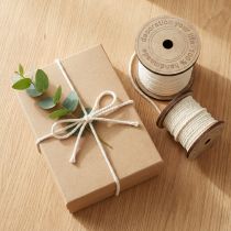 Article Cordon décoratif coton crème Ø2mm bobine en bois de 16m chacune, 2 pièces