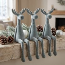 Article Élan Figurine bord d’étagère Renne déco Gris 31cm 3pcs