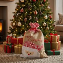 Article Sac en jute, sac en jute Noël, sac cadeau grand 50×35cm