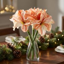 Article Étoile de Chevalier Artificielle Fleurs Artificielles Amaryllis Blanc Rouge Orange 40cm 3pcs